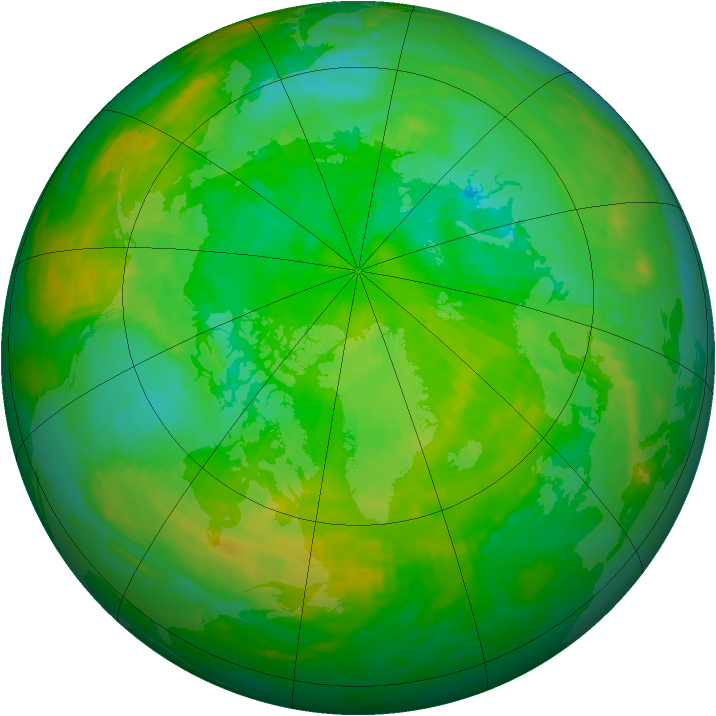 Arctic ozone map for 11 July 1990